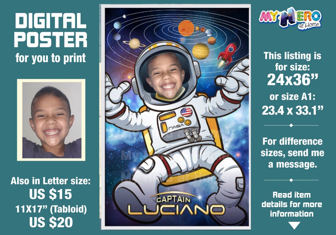 Astronaut Poster With Photo Custom Astronaut Gifts Astronaut - Etsy