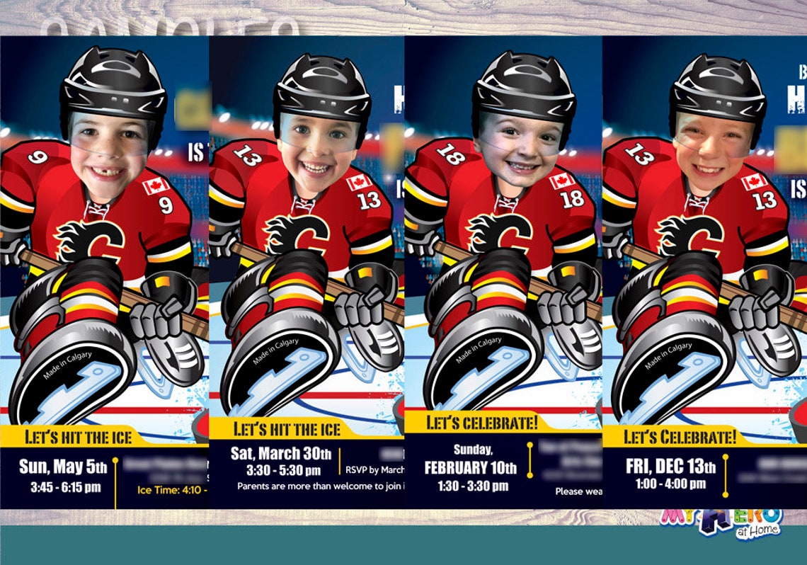 Calgary Flames Birthday Invitation Calgary Flames Party Etsy
