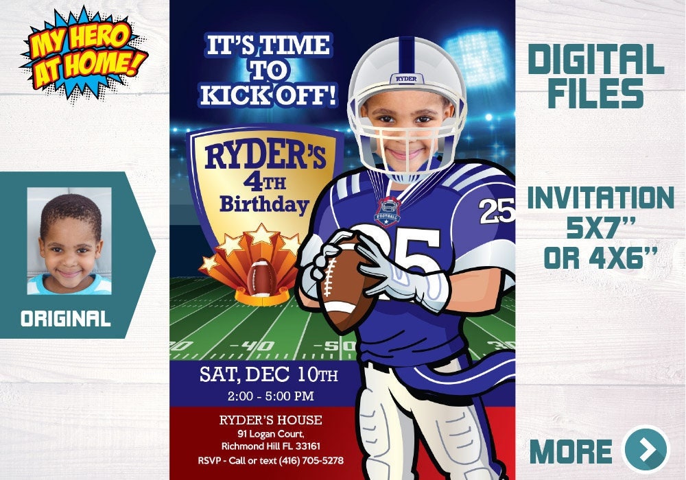 Football Photo Invitation Custom Football Birthday Invitation Football party invitation Custom Football Invitation 621