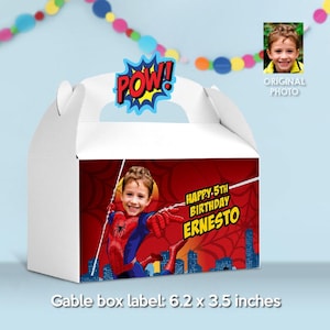 Personalized Spider-Man Candy box label, Spiderman Gable Box with photo, Spiderman Gift Box Party favors, Spider-Man Box party favor. 101GB