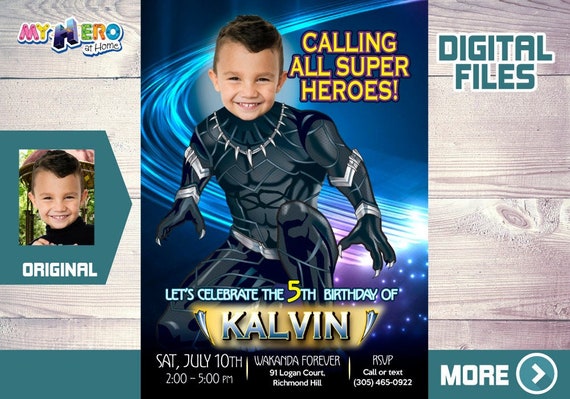 Black Panther Photo Invitation, Black Panther Digital, Black Panther Birthday Invitation, Black Panther Themed Birthday. 161 Il_570xn