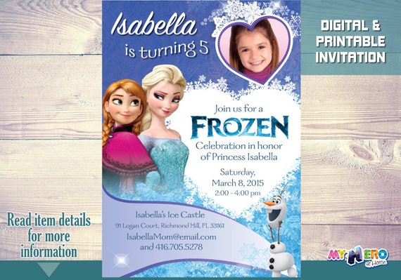 Frozen Birthday Invitation. Your girl as the star of her Invitation along with Elsa and Anna. Frozen Birthday Party Ideas. Frozen Party. 275 Il_570xn