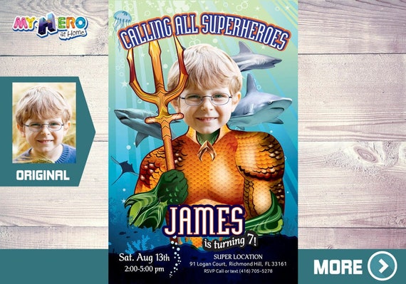 Aquaman Birthday Invitation, Aquaman theme Party, Underwater Atlantis Party, Aquaman Party, Aquaman Digital, Aquaman Decor, 194 Il_570xn
