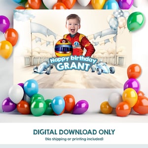 Baby Rennauto Banner mit Foto, benutzerdefinierte Rennauto 1. Geburtstag Hintergrund, Rennauto Banner, Rennauto Hintergrund, Rennauto 1. Party Dekor. 923BB