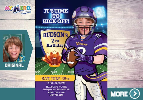 Minnesota Vikings Party, Minnesota Vikings Birthday Invitation, Minnesota Vikings digital, Minnesota Vikings theme party. 448 Il_570xn