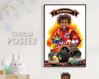 Personalized Poster for Monster Truck little fans featuring the child as the driver. 2000PG