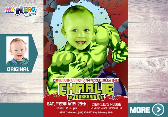 Hulk Invitation. Hulk Party. Hulk Birthday. Turn your little boy into Hulk. Hulk Party Decoration. Invitación de Hulk. Hulk Costume.088 Il_570xn