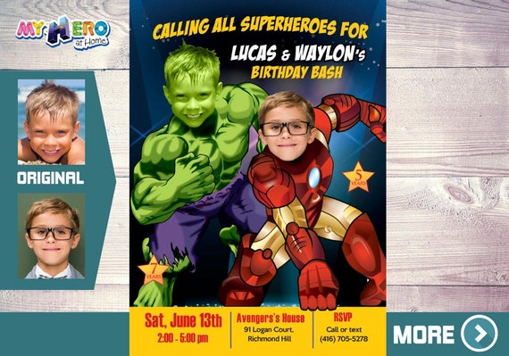 Invitation Danniversaire Hulk Et Iron Man Iron Man Et Hulk Etsy Canada