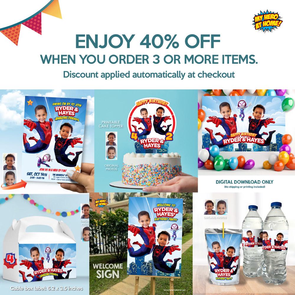 Dailygifts Personalised Spiderman Birthday Banner - 2x Posters For Kids Party Decoration (UK)