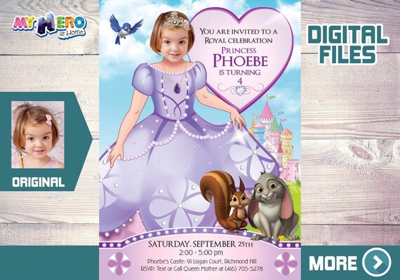 Princess Sofia Birthday Invitation, Princess Sofia theme party, Fiesta Princesa Sofia, Princess Sofia thank you, Sofia party favors. 263 Il_570xn