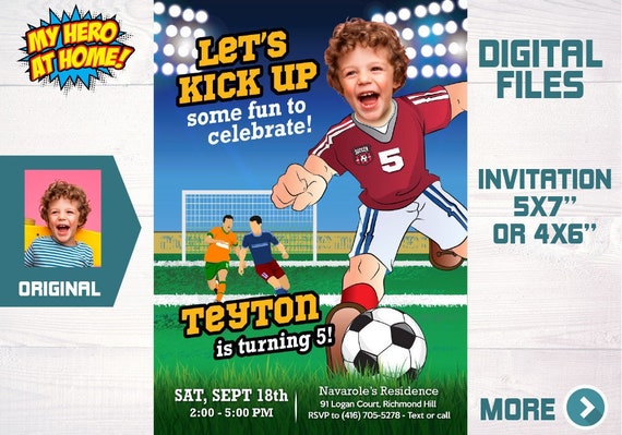 Soccer birthday Invitation, Soccer photo invitation, Soccer themed birthday, Soccer digital invitation, Personalized Soccer Invitation. 604 Il_570xn