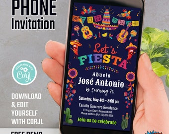 Editable Mexican Party Electronic Invitation, DIY Mexican Invite, Free demo available, Mexican online invitation, Mexican digital. 1251C