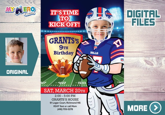 The Buffalo Bills Birthday Invitation. The Buffalo Bills Party. American Football theme party. Buffalo Bills Digital Invitation. 532 Il_570xn