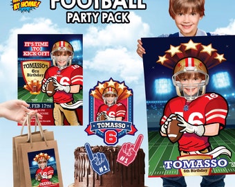Bundle football birthday party,  Football Party Pack, Football Birthday Invite, Football thanks, Football cake topper, Football Poster. 813