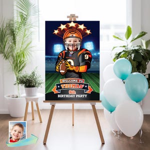 Personalized Football Team Welcome sign with photo, welcome party with photo Football themed, Football Entrance birthday party. 567WS