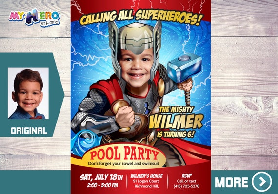 Thor Pool Party Invitation, Pool party Avengers invitation, Thor Pool Party Birthday, Avengers Pool Party Invitation, Thor Splash Party, 350 Il_570xn