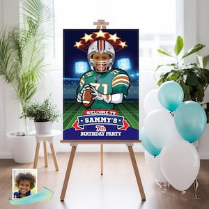 Personalized Football Welcome sign, Football welcome party with photo, Football Birthday welcome, Football Entrance party. 2154WS