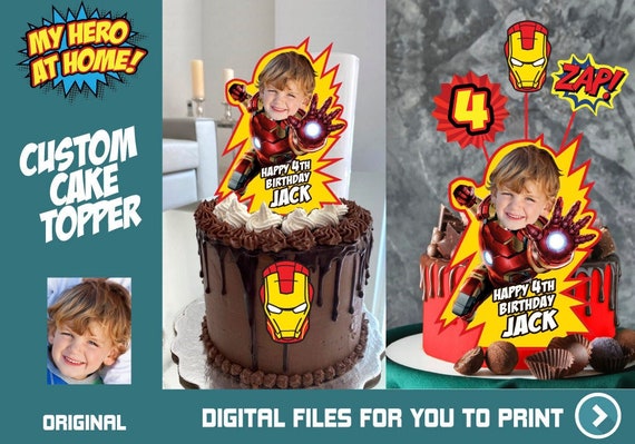 Iron Man Cake topper, Iron Man printable cake topper, Iron Man cake decoration, Iron Man personalized cake, Iron Man DIY Party. 537 Il_570xn