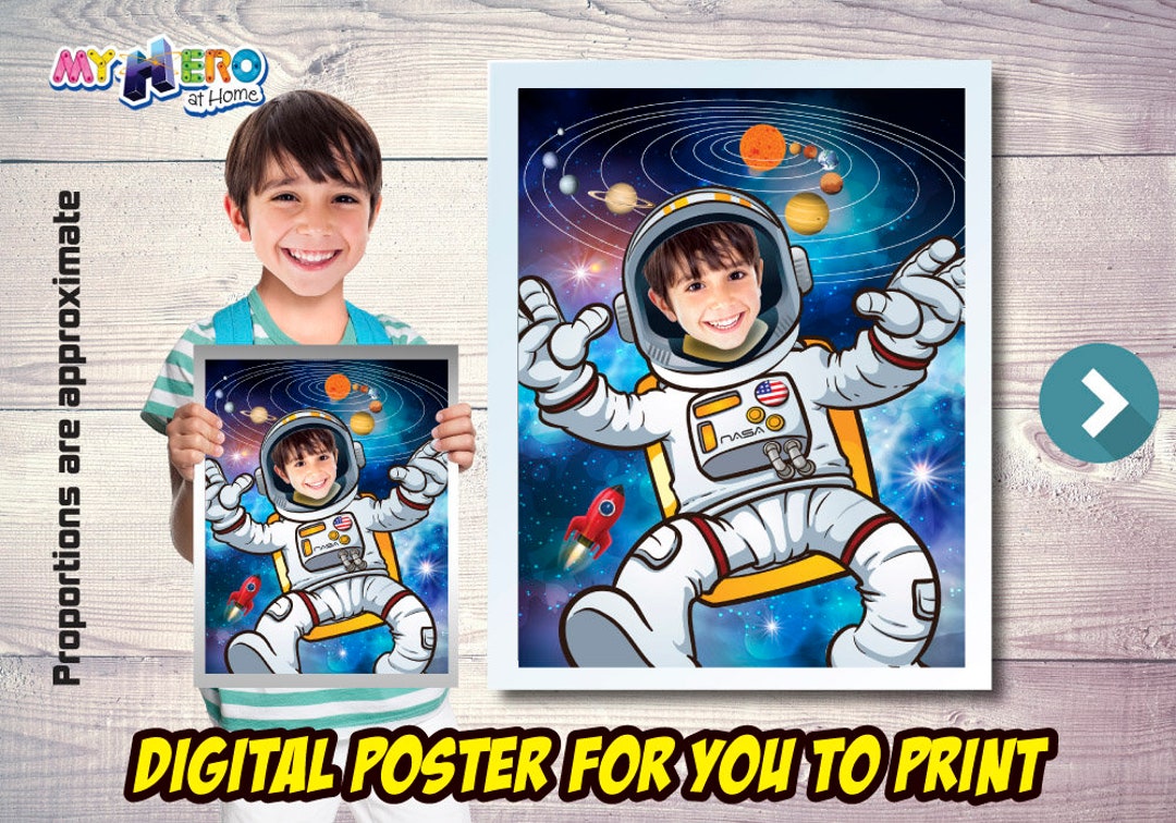 Astronaut Print With Photo, Astronaut Wall Decor, Outer Space Print ...