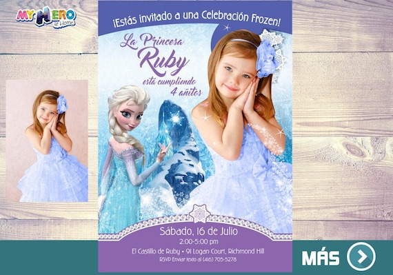 Invitación Frozen con foto. Fiesta tema Frozen. Invitación Frozen con su niña vestida de Elsa. Disfraz Elsa. Traje Elsa de Frozen. 283SP Il_570xn