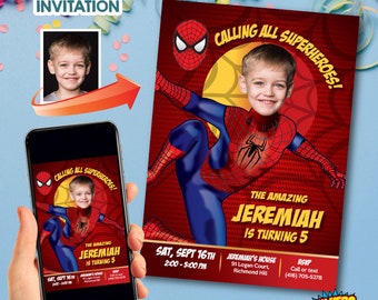 Spider-Man Birthday Invitation, Spider-Man Party, Spiderman Digital, Spider-Man Photo Invitation, SpiderMan Invitation. 102