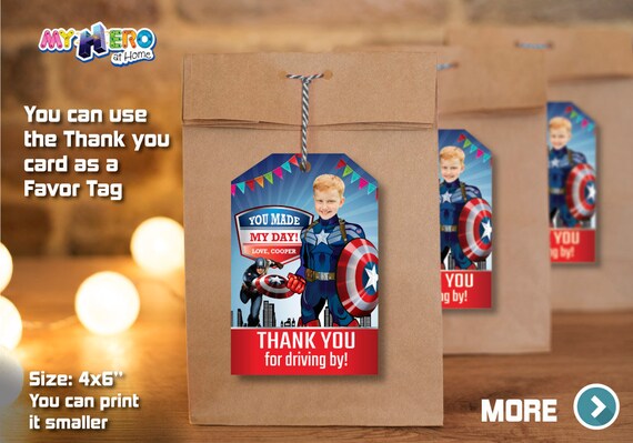 Captain America Thank You for Driving By. Captain America Favor Tag. Captain America Thank You Card. Avengers Thank You for driving by 075TY Il_570xn
