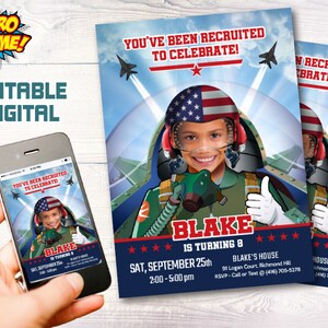 Custom Air Force Invitation, Jet Pilot birthday invitation, Jet Pilot invitation, Jet Fighter Invitation, Jet Fighter thank you. 1083 image 2