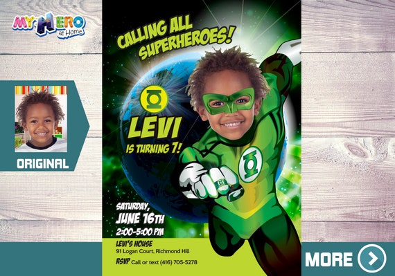 Green Lantern Invitation. Green Lantern Birthday. Green Lantern Party. Green Lantern Photo Invitation. Green Lantern theme party. 167 Il_570xn
