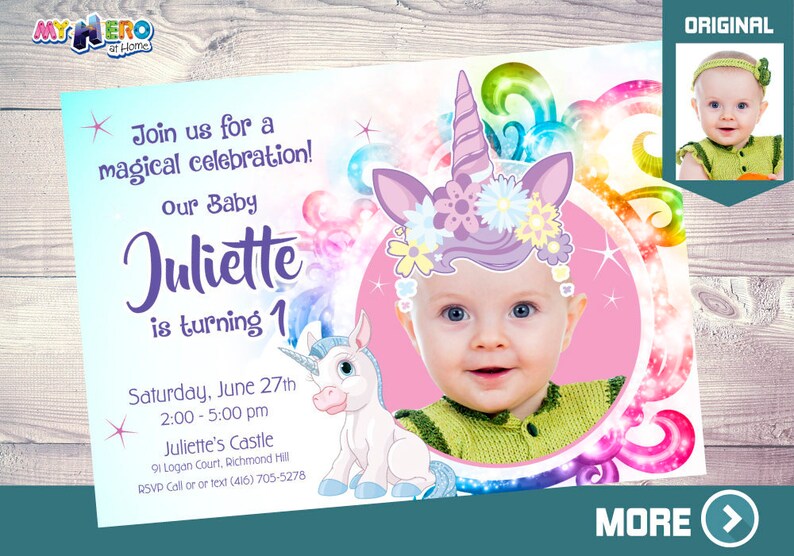 Baby Unicorn 1st Birthday Invitation Unicorn-themed Party | Etsy