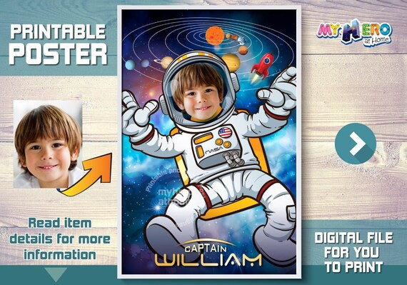 Astronaut Custom Poster. Perfect for the fans of the Outer space and mysteries of the universe. Astronaut Bedroom Decoration. 359 Il_570xn