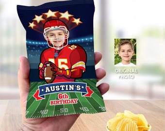 Football Chip Bag birthday, Chiefs Chip Bag labels, Chiefs birthday themed, Chiefs snacks bags labels, Chiefs party labels. 2223