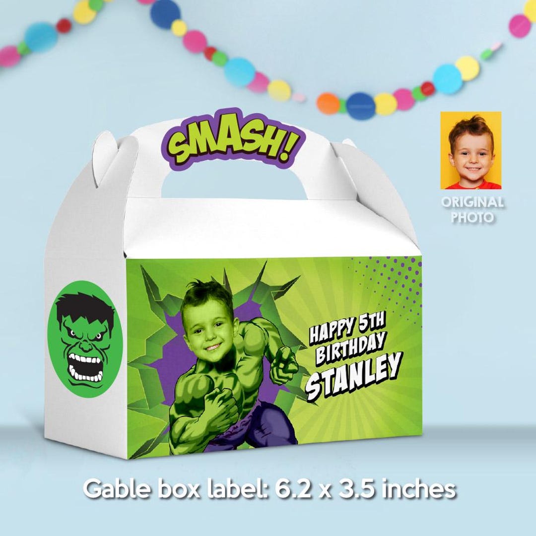 Hulk Labels Hulk Gable Box Label Featuring Kid as the Main Superhero (gift, Candy ...