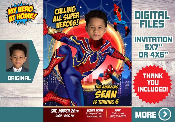 Spiderman No Way Home party Invitation, Iron Spider Party, Iron Spider invitation, Iron Spider theme birthday, Iron Spider thank you. 553C Il_570xn