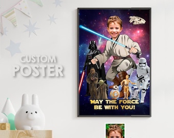 Custom Star Wars Poster featuring your kid as a Jedi, Youngling Print with photo. 005PG