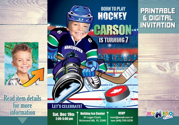 Vancouver Canucks Invitation. Vancouver Canucks Birthday. Hockey Party Ideas. Hockey Birthday Invitation. Vancouver Canucks Party. 327 Il_570xn