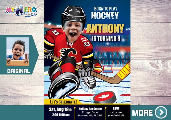 Calgary Flames Invitation. Calgary Flames Party. Calgary Flames Birthday. Hockey Invitation. Hockey Party Ideas. Hockey Birthday. 300 Il_570xn