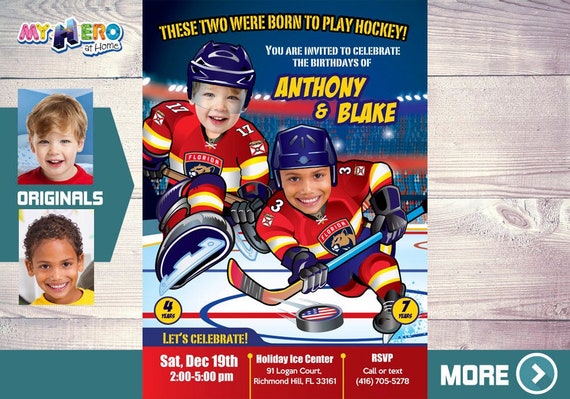 Florida Panthers Siblings Invitation. Florida Panthers Party. Joint Hockey Birthday Invitation. Florida Panthers Siblings Birthday. 339 Il_570xn