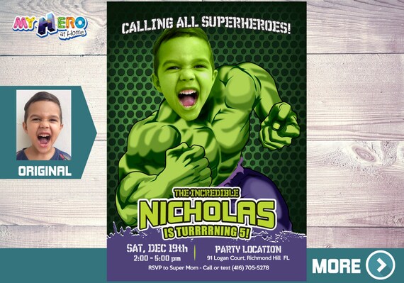 Hulk Invitation. Turn your boy into the Hulk. Hulk Birthday Ideas. The Hulk Birthday Invitation. Hulk Party Ideas. Custom Hulk Party. 089 Il_570xn