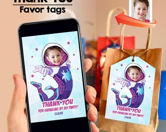 Custom Ghost Spider Thank You with your photo, Ghost Spider Favor Tags, Ghost Spider party favors, Personalized Ghost Spider tags. 652TY