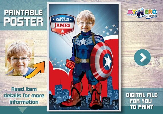 Captain America Poster. Captain America Decoration. Captain America Wall Decor. Captain America Backdrop. Captain America Gifts. 365 Il_570xn