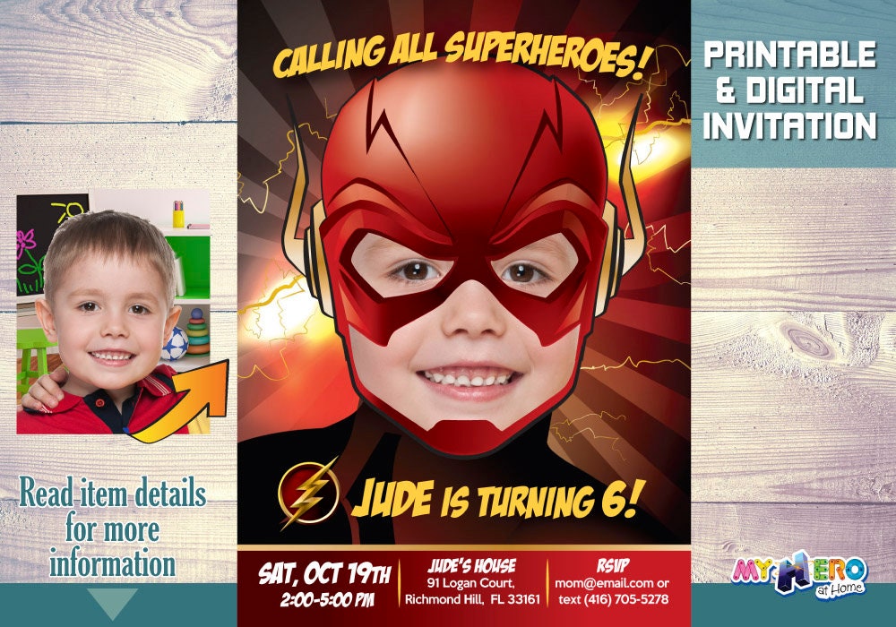 Flash Birthday Invitation. Turn your boy into The awesome | Etsy