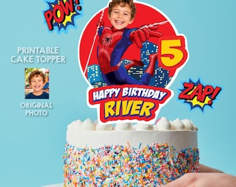 Custom Spider-Man Birthday Cake Topper Personalized with Your Child's Photo. 2492CT2