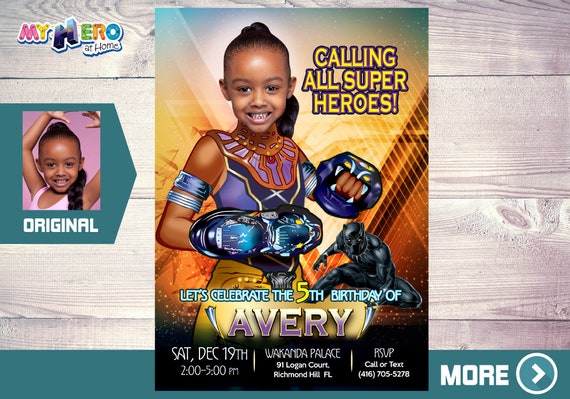 Shuri Birthday Invitation, Princess Shuri Birthday, Girly Black Panther Party, Princess Shuri Party, Wakanda Forever Birthday. 177 Il_570xn