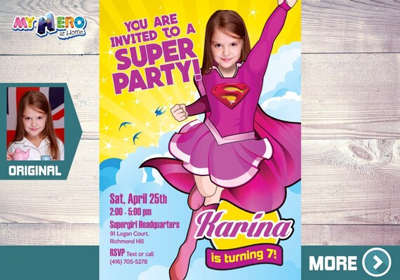 Pink Super Girl Invitation. Supergirl Pink Party. Pink Supergirl Birthday. Super Girl theme party. Supergirl Pink Party. 111 Il_570xn