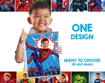 Last minute Super heroes Printable Gifts for children personalized with photo. 2204
