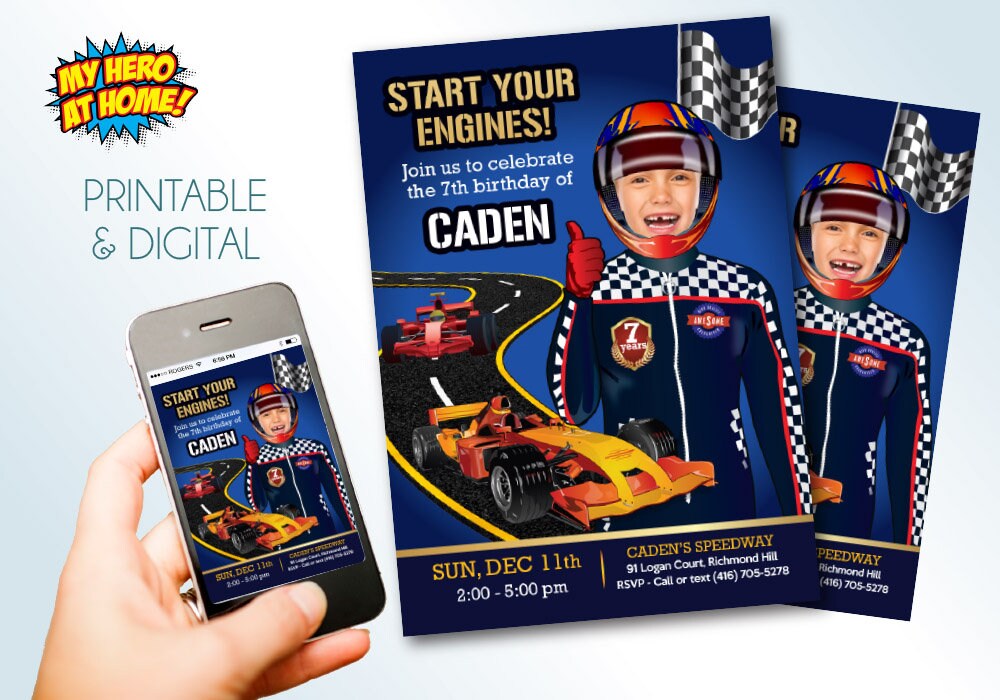 Race Car Invitation Race Car Photo Invitation Race Car Etsy