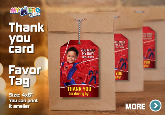 Spider-Man Thank You for Driving By, Spider-Man Favor Tag, Spider-Man Thank You Card, Avengers Thank You for driving by. 136TY Il_570xn