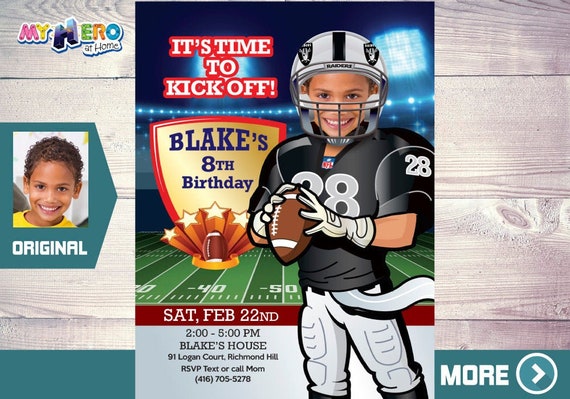 Oakland Raiders Party, Football Bday Invite, Football theme Party, Las Vegas Raiders Party Invite, Las Vegas Football Party. 419 Il_570xn