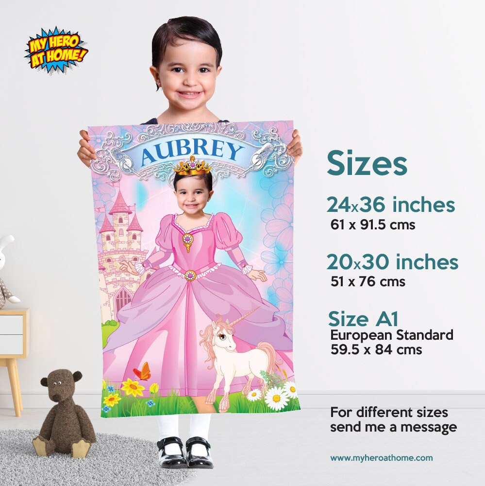 Princess Poster With Photo, Custom Pink Princess Poster, Princess