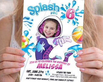 Custom Gwen Stacy Splash Party Invitation with Birthday Girl as the star. 2466IN1